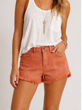 Free People Rust Orange Denim Jean Shorts